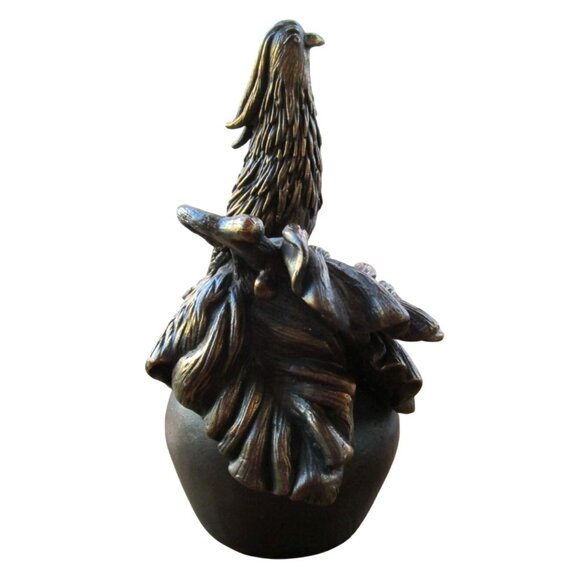 Antique Intricate Bronze Pheasant Bird On Apple With Ladybug Table Bell EUC - Picture 4 of 16